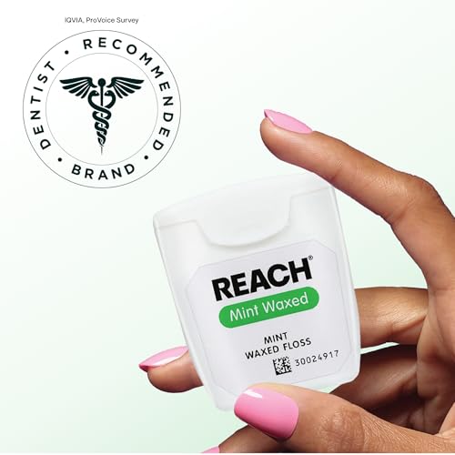 PFAS Free Reach Waxed Dental Floss, Mint Flavor, Deep Cleaning for Teeth, Shred Resistant, Easy to Use, Oral Care for Ad