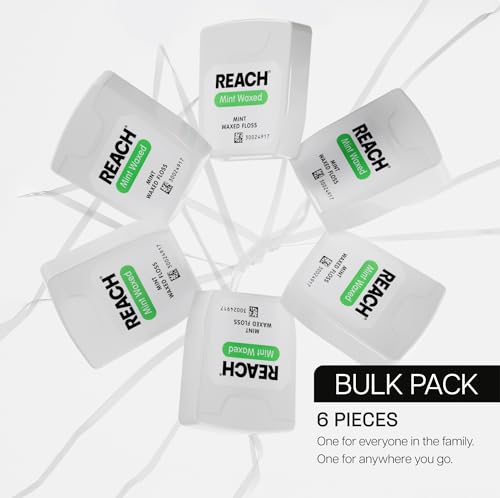 PFAS Free Reach Waxed Dental Floss, Mint Flavor, Deep Cleaning for Teeth, Shred Resistant, Easy to Use, Oral Care for Ad