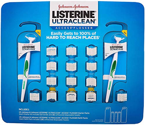  Listerine Ultra-Clean Access Flosser for Optimal Oral Hygiene, Two Handle Design, Perfect for Sensory Users, Effective 